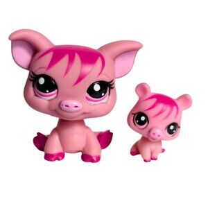 Littlest Pet Shop LPS Pig #3595 #3596 Mommy and Baby Mini Figures Authentic